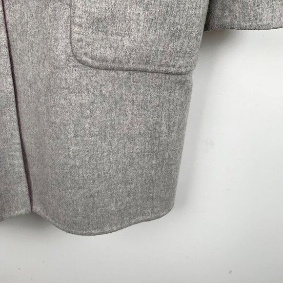 Maxmara Womens Reversible Pink & Gray Wool Belted Coat V-Neck Long Sleeves Size - Picture 10 of 10